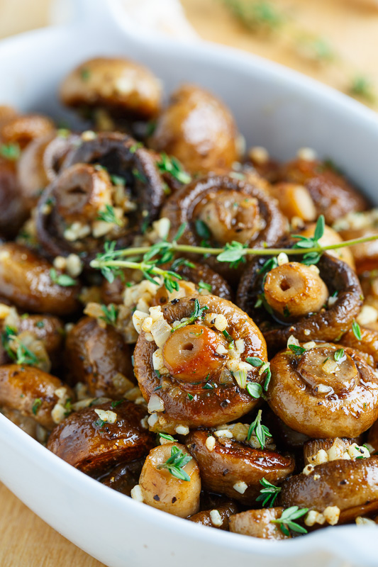 Roasted Mushrooms in a Browned Butter, Garlic and Thyme Sauce