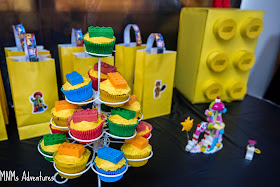 LEGO movie party theme cupcakes and bricks