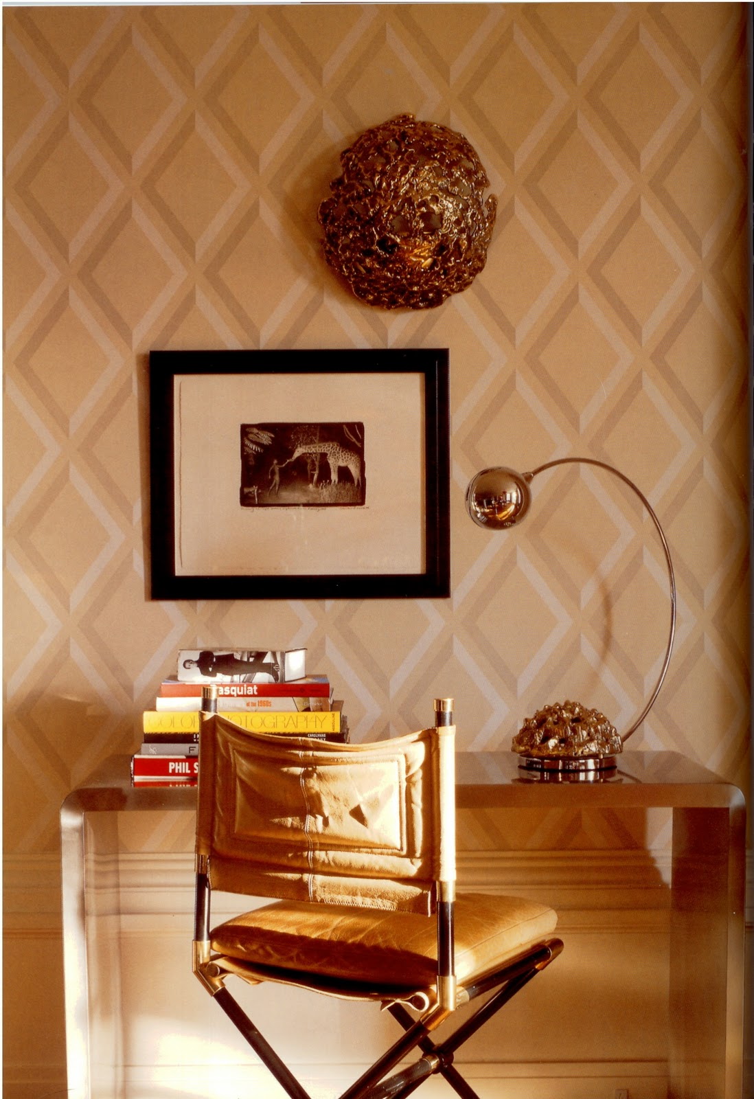 Lauren Holly snippet of a wallpaper from Tamara Mellon's London home