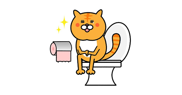 トイレでスッキリしている猫