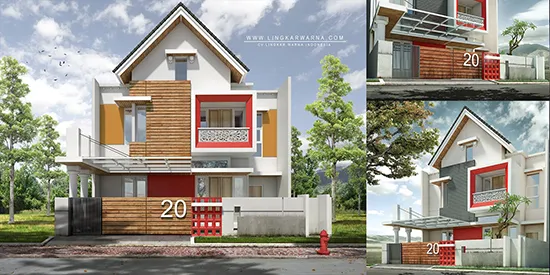 Desain rumah minimalis ukuran 8x16 meter 4 kamar tidur 2 lantai