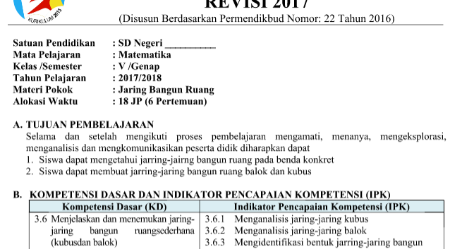 Rpp Dan Silabus Matematika Kelas 5 Semester 2 Kurikulum 2013 Revisi Terbaru Datadikdasmen Com