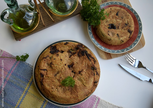 Tortilla vegana de berenjena y calabacín