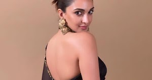 kiara advani black saree backless blouse