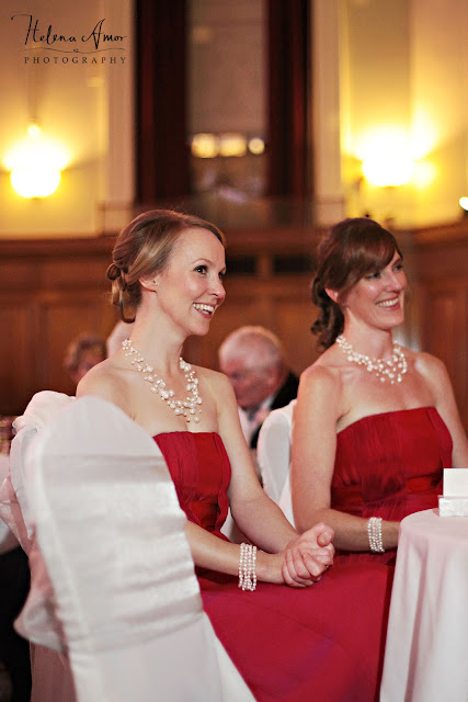 bridesmaids during speeches at Assembly Hall Islington wedding