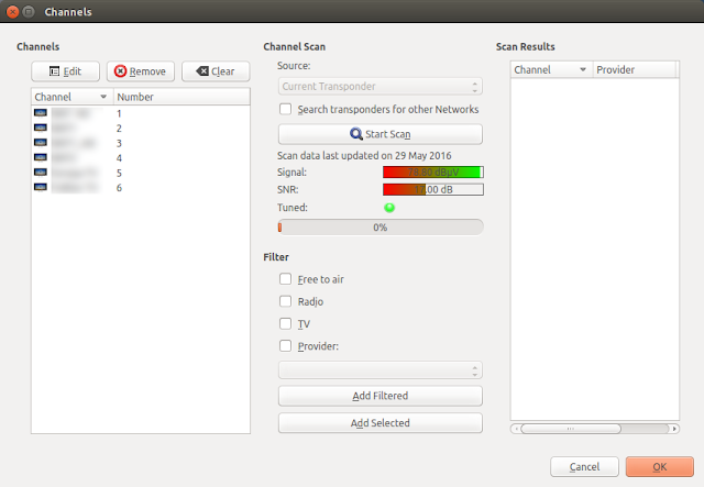 Kaffeine view signal and scan channels