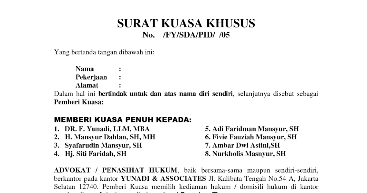 Cek 7+ Contoh Surat Kuasa Khusus Mk 