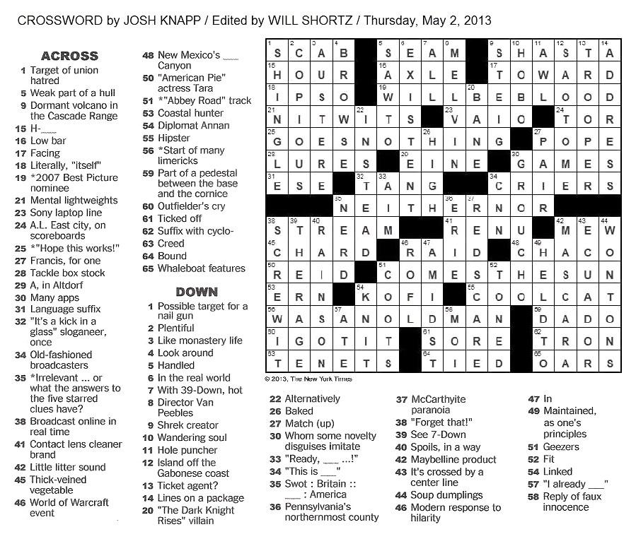 The New York Times crossword puzzle