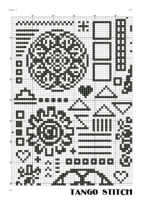 Black ornament cross stitch pattern sampler