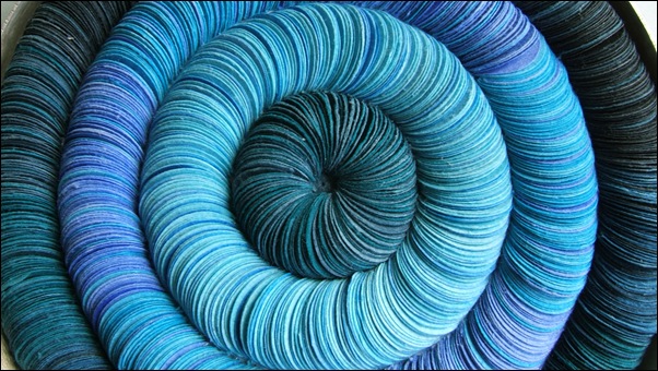 9.Large blue paper circle brooch(section)