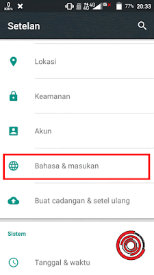 Buka pengaturan di pilih "Bahasa & masukan"