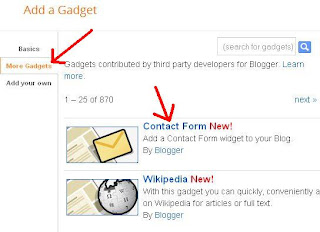 blogger more gadgets contact form