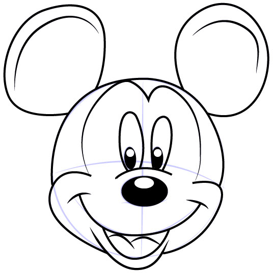 Cara Mudah Sketsa  atau Menggambar Wajah Mickey  Mouse  dari 