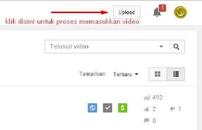 menu upload video youtube