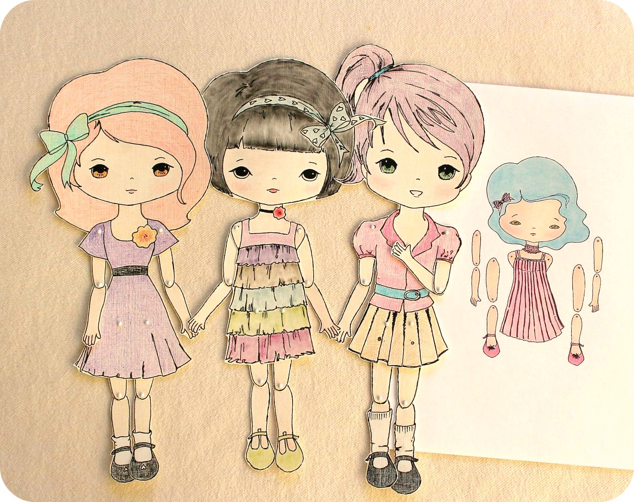 Gingermelon Dolls: Free Paper Doll Download and the Mini Moppets