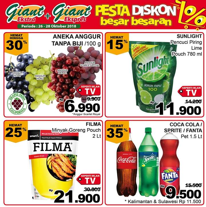 Giant - Promo Katalog Pesta Diskon Periode 26 - 28 Oktober 2018