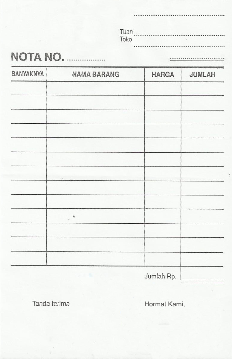 jalan menuju sukses Nota  Kwitansi Tanda Terima Warung 