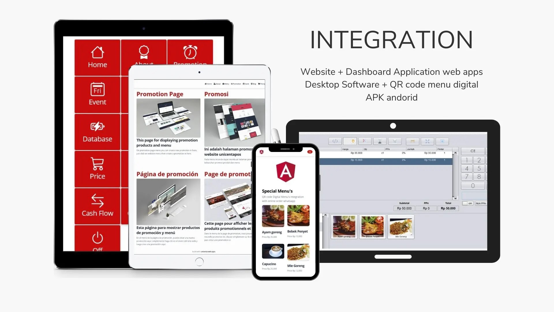 Katalog brosur Aplikasi restoran,software restoran,program restoran lengkap waiters kitchen kasir admin website resto cafe.