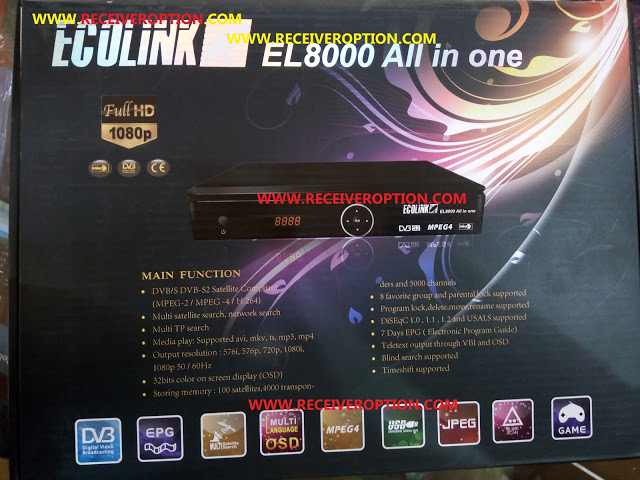 ECOLINK EL8000 ALL IN ONE HD RECEIVER BISS KEY OPTION