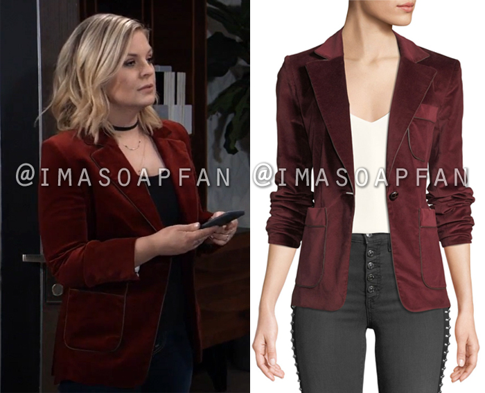 Maxie Jones, Kirsten Storms, Dark Red Corduroy Blazer, General Hospital, GH