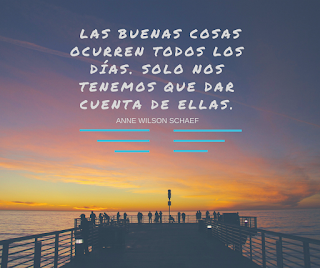 Las buenas cosas ocurren todos los días. Solo nos tenemos que dar cuenta de ellas.  Anne Wilson Schaef