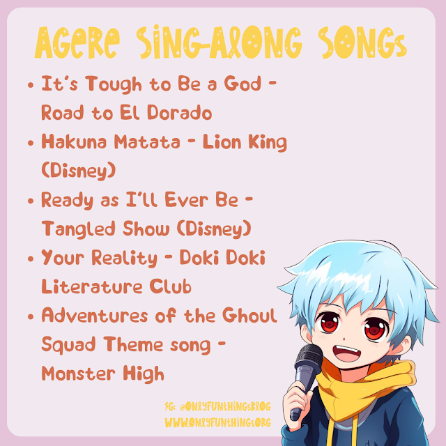 It’s Tough to Be a God - Road to El Dorado Hakuna Matata - Lion King (Disney) Ready as I’ll Ever Be - Tangled Show (Disney) Your Reality - Doki Doki Literature Club Adventures of the Ghoul Squad Theme song - Monster High
