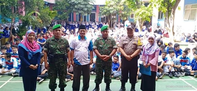 Koramil 06/Cimanggis Berikan Pembinaan Wasbang Siswa SMK Madhya 