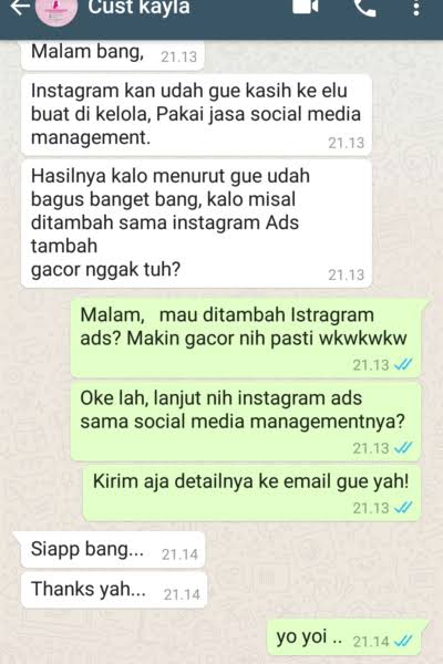 testimoni via whatsapp