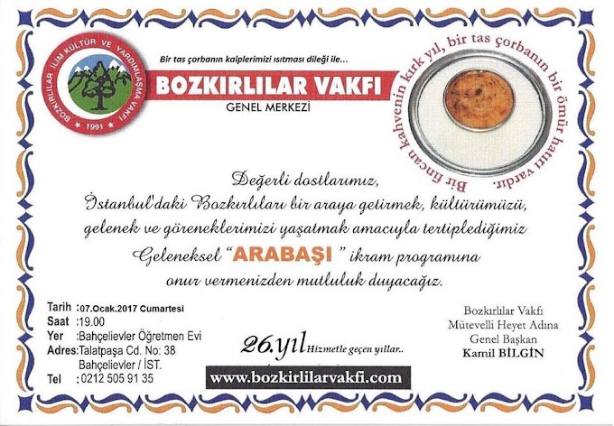 BOZKIRLILAR VAKFI " ARABAŞI "İKRAM DAVETİ