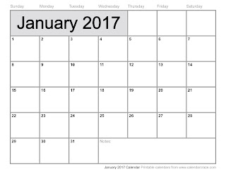 Free Printable Calendar January 2017