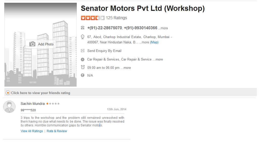 http://www.justdial.com/Mumbai/Senator-Motors-Pvt-Ltd-%28Workshop%29-%3Cnear%3E-Near-Hindustan-Naka-Behind-Indian-Oil-Petrol-Pump-Charkop/022PXX22-XX22-120217161916-Y1H7_BZDET