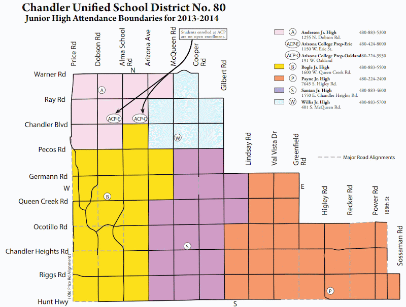 2013 - 2014 Chandler Junior High School Boundary Map