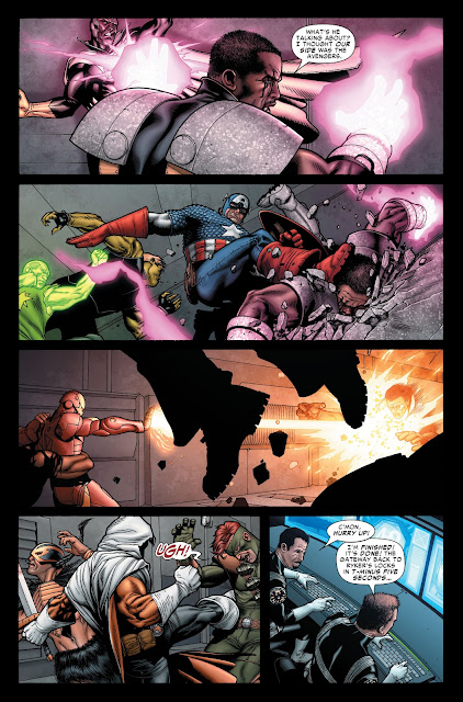 Vision and Bishop fighting each other and Captain America beats Bishop.