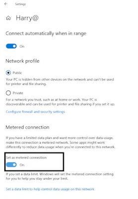 metered connection setting