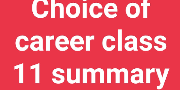Summary of choice of career class 11 notes kpk borad
