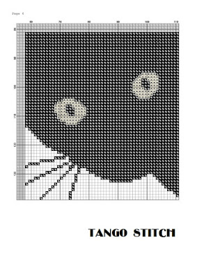 Black cat cute animals cross stitch pattern 2 pcs/set