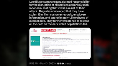 Hacker LockBit Curi 15 Juta Data Nasabah BSI, Komisaris Sebut tu Hoax