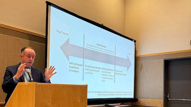 Dr. William Kelly, professor of Medicine at USU, describes the theory and fun behind “gamifying” medical education. (Photo credit: Zachary Willis, USU)