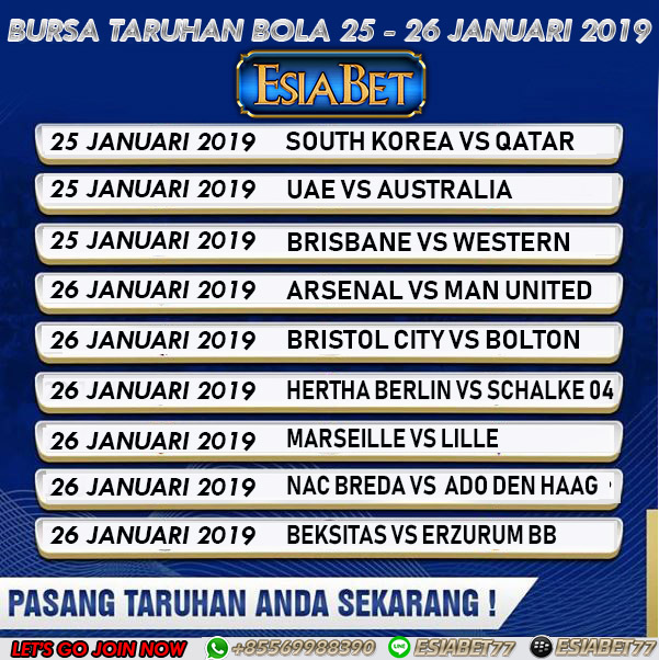 Jadwal Pertandingan SepakBola Tanggal 25 - 26 Januari 2019