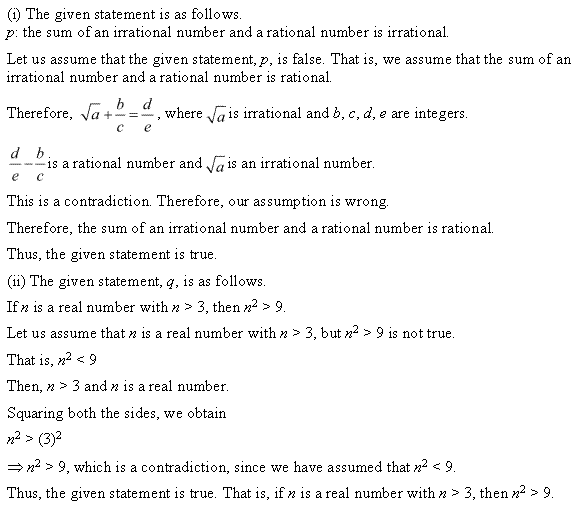 Solutions Class 11 Maths Chapter-14 (Mathematical Reasoning)Miscellaneous Exercise