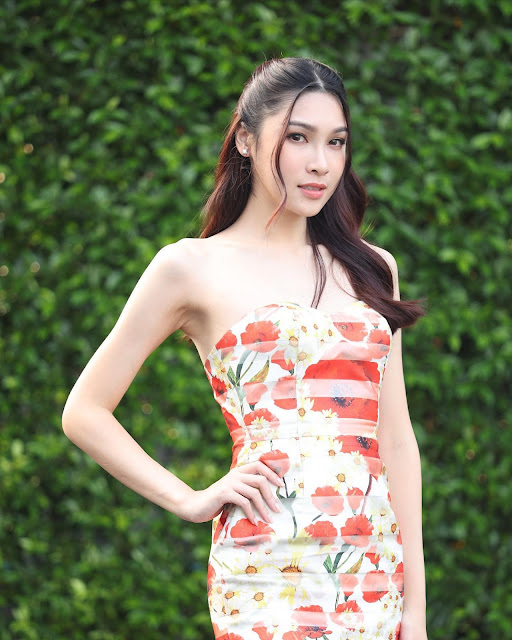 Nattapat Waichana – Most Beautiful Thai Ladyboy Model in Floral Midi Dress Instagram Photos