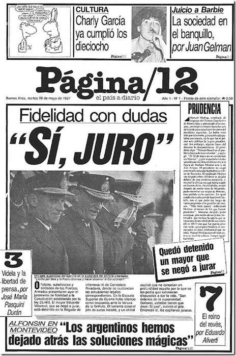 Página12 primera edición del 26 de mayo de 1987