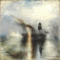 Peace Burial at Sea painting by English Romantic J. M. W. Turner c.1842, a sad commemoration for fellow painter David Wilkie.