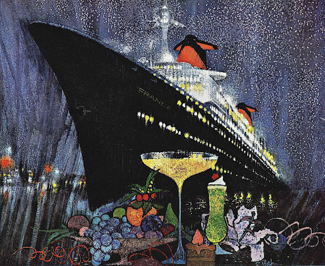 a Bob Peak illustration of a cruise ship