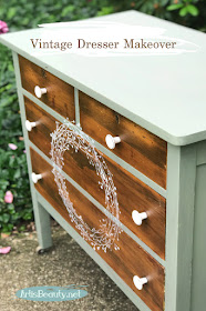 Vintage Dresser makeover with wreath stencilled front using general finishes paint farmhouse style