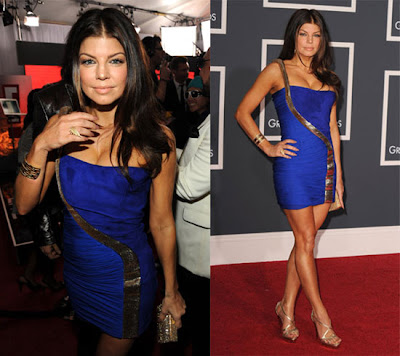 Fergie looked fergielicious in her bright blue mini