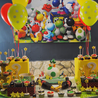 festa di compleanno ispirata ai personaggi di Yoshi e Super Mario