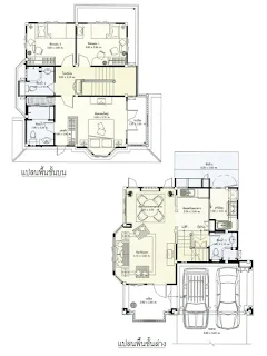 บ้านสองชั้น 3ห้องนอน 3ห้องน้ำ 2 จอดรถ [แบบบ้านกฤษณา23]