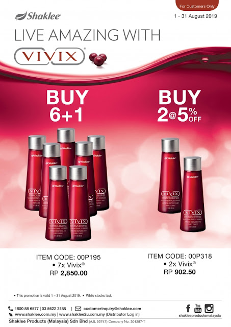 Beli 6 botol percuma 1 botol, vivix murah