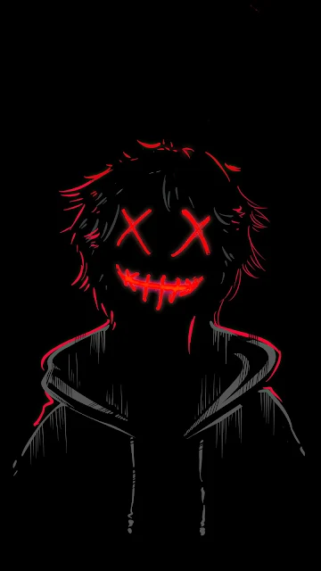 Red Neon Mask Boy Dark